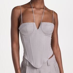 Lioness Del Gato Corset Top in Rhode Gray Linen Blend Size Medium Gently Used